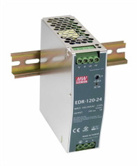 Блок питания AC-DC, 120Вт, вход 90-264V AC, 47-63Гц,127-370В DC, выход 24В,5A, рег. вых 24-28В, в кожухе на DIN-рейку (Mean Well) EDR-120-24