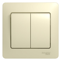 GLOSSA Выключатель двухклавишный в сборе бежевый схема 5 (Systeme Electric) GSL000252
