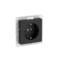 ATLASDESIGN РОЗЕТКА с заземлением со шторками, 16А, быстрозажимные клеммы, КАРБОН (Systeme Electric) ATN001045S