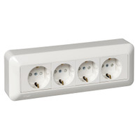 Розетка ОУ С ЗК 4 Я монтажная плата белая (Systeme Electric) RA16-411M-BI