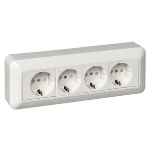 Розетка ОУ С ЗК 4 Я монтажная плата белая (Systeme Electric) RA16-411M-BI