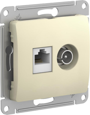 GLOSSA РОЗЕТКА двойная ТВ + компьютерная RJ45, кат. 5Е, БЕЖЕВЫЙ (Systeme Electric) GSL000289