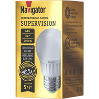 Лампа светодиодная 6вт NLL-G45-6-230-4K-E27-FR-SV (Navigator Group) 80543