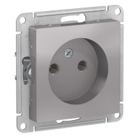 Розетка ATLASDESIGN без заземления 16А механизм алюминий (Systeme Electric) ATN000341