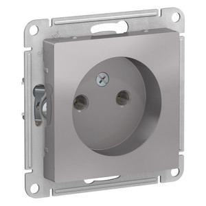 Розетка ATLASDESIGN без заземления 16А механизм алюминий (Systeme Electric) ATN000341