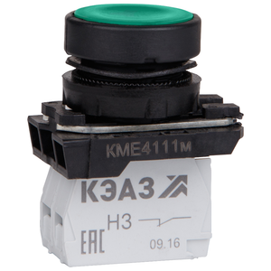 Кнопка КМЕ4111м-зелёный-1но+1нз-цилиндр-IP40- (КЭАЗ) 248242