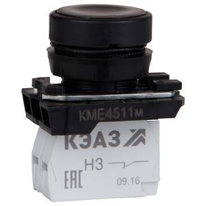 Кнопка КМЕ4511м-черный-1но+1нз-цилиндр-IP54- (КЭАЗ) 248246
