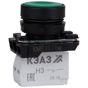 Кнопка КМЕ4511м-зеленый-1но+1нз-цилиндр-IP54- (КЭАЗ) 248247