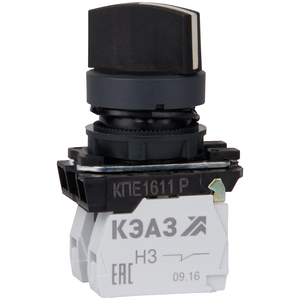 Переключатель КПЕ1611Р-черный-1но+1нз-ручка-фикс-2поз-IP65- (КЭАЗ) 248268