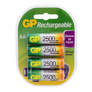 Аккумулятор перезаряжаемый GP 250AAHC AA, емкость 2450 мАч - 4 шт. в клемшеле (GP) 8714