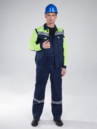 Костюм Сфера NEW (ткань Смесовая,210) полукомбинезон, темно-синий/лимонный, 44-46/ 170-176 (Факел) 87468101