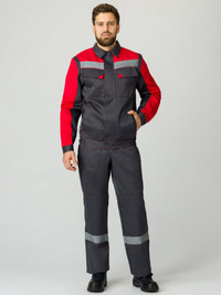 Костюм Сфера NEW (ткань Смесовая,210) полукомбинезон, темно-серый/красный, 56-58/ 170-176 (Факел) 87468102