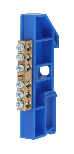 Шина N  ноль  на DIN-изол ШНИ-6х9-6-Д-синий (ЭРА) Б0033425