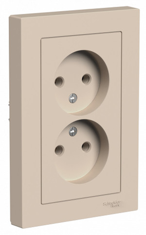 ATLASDESIGN РОЗЕТКА двойная без заземления,16А, в сборе, ПЕСОЧНЫЙ (Systeme Electric) ATN001220