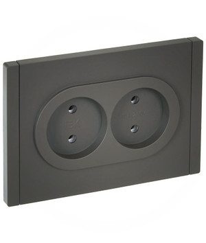 FORTE&PIANO Розетка 2-местная без заземления без защитных шторок безвинтовое крепление 10А FP326 серый IEK (IEK) FP-R20-10-1-K03