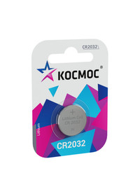 Батарейка  CR2032 3V Lithium 1BL (Космос) KOC20321BL