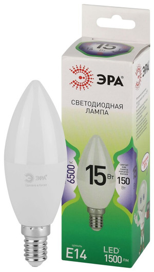 Лампа светодиодная LED 15 Вт 1500Лм 6500К свеча холодный E14 220-240В LED B35-15W-865-E14 Green Line (ЭРА) Б0067091