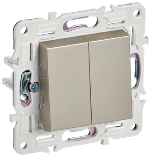 SKANDY Выключатель 2-клавишный проходной 10А SK-V05Sh шампань IEK (IEK) SK-V22-0-10-K37