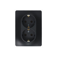 GLOSSA Розетка двойная с заземлением антрацит в сборе (Systeme Electric) GSL000724