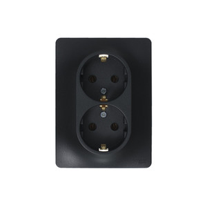 GLOSSA Розетка двойная с заземлением антрацит в сборе (Systeme Electric) GSL000724