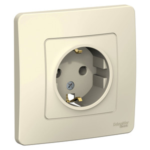 BLANCA скрытой установки розетка с заземлением без шторок, 16А, 250В, молочный (Systeme Electric) BLNRS001012