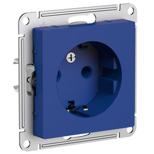 ATLASDESIGN РОЗЕТКА с заземлением, 16А, механизм, АКВАМАРИН (Systeme Electric) ATN001143