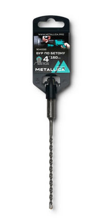 Бур по бетону SDS-plus 4х160/100 мм, напайка с центром, 2 спирали (METALLICA) 904008