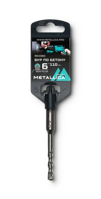 Бур по бетону SDS-plus 6х110/50 мм, напайка с центром, 2 спирали (METALLICA) 904060