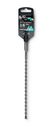 Бур по бетону SDS-plus 6х260/200 мм, напайка с центром, 2 спирали (METALLICA) 904091