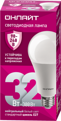 Лампа светодиодная 32вт OLL-A70-32-230-4K-E27 PRO 90-240В ОНЛАЙТ (ОНЛАЙТ) 90409