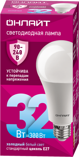 Лампа светодиодная 32 Вт OLL-A70-32-230-6.5K-E27 PRO 90-240В (ОНЛАЙТ) 90410