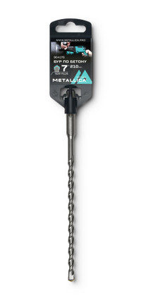 Бур по бетону SDS-plus 7х210/150 мм, напайка с центром, 2 спирали (METALLICA) 904176