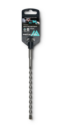 Бур по бетону SDS-plus 8х210/150 мм, напайка с центром, 2 спирали (METALLICA) 904213