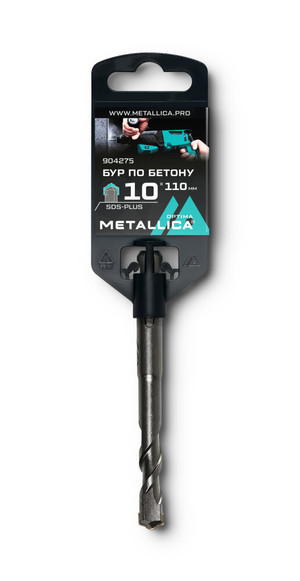 Бур по бетону SDS-plus 10 х110/50 мм, напайка с центром, 2 спирали (METALLICA) 904275