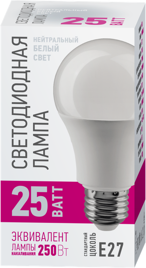 Лампа светодиодная 25 Вт OLL-A60-25-230-4K-E27-PROMO (ОНЛАЙТ) 90447