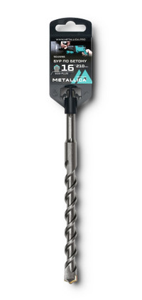 Бур по бетону SDS-plus 16 х210/150 мм, напайка с центром, 2 спирали (METALLICA) 904596