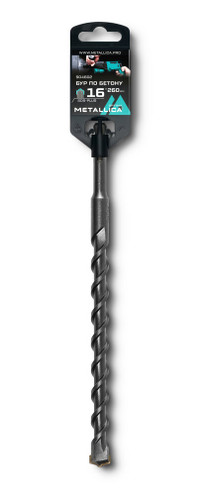 Бур по бетону SDS-plus 16 х260/200 мм, напайка с центром, 2 спирали (METALLICA) 904602