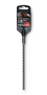 Бур по бетону SDS-plus 6х210/150 мм, Х-напайка, 4 спирали (METALLICA) 905302