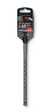 Бур по бетону SDS-plus 10 х210/150 мм, Х-напайка, 4 спирали (METALLICA) 905418