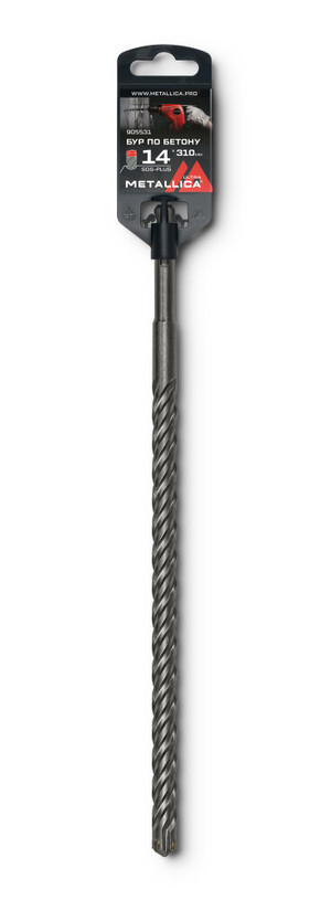 Бур по бетону SDS-plus 14 х310/250 мм, Х-напайка, 4 спирали (METALLICA) 905531