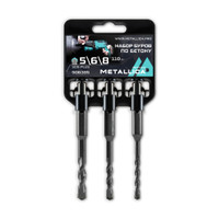 Набор буров по бетону SDS-plus 5, 6, 8 х 110/50 мм, 3 шт на клипсе (METALLICA) 906385