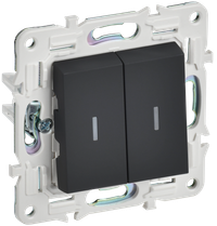 SKANDY Выключатель 2-клавишный проходной с индикацией 10А SK-V10G графит IEK (IEK) SK-V22-1-10-K53