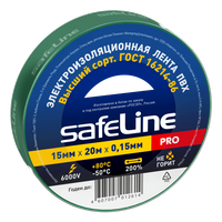 Изолента ПВХ зеленая 15мм 20м Safeline (SafeLine) 9364