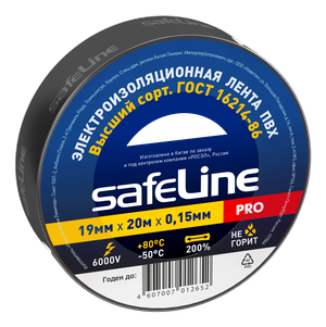 Изолента ПВХ черная 19мм 20м Safeline (SafeLine) 9366