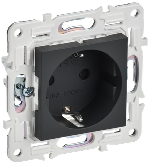 SKANDY Розетка с заземлением с защитными шторками 16А безвинтовое крепление SK-R06G графит IEK (IEK) SK-R14-16-1-K53