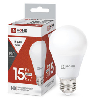 Лампа светодиодная низковольтная LED-MO-PRO 15Вт 12-48В Е27 4000К 1200Лм IN HOME (IN-HOME) 4690612036182