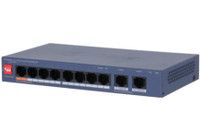Коммутатор управляемый  L2 10 портов RJ45/Combo /SFP 10 100 1000 Мб/с PoE 60Вт (Dahua) DH-CS4010-8ET2GT-60