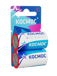 Батарейка  R14 (С) 1.5V Zinc carbon 2BL (Космос) KOCR142BL