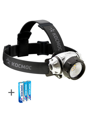 Фонарь налобный , XPE LED + 6 SMD, 3 батарейки ААА, 250Lm, (Космос) KOC-H19-LED