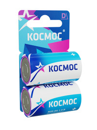 Батарейка  R20 (D) 1.5V Zinc carbon 2BL (Космос) KOCR202BL
